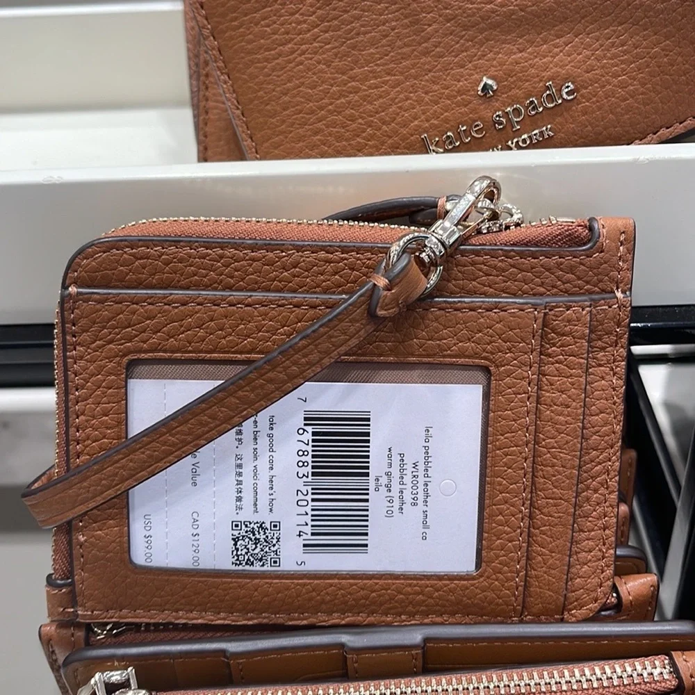 Kate Spade Leila Small Card Holder Wristlet WARM GINGERBREAD